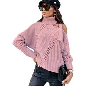 NWT BELLDINI  Open Shoulder Cable Knit Sweater